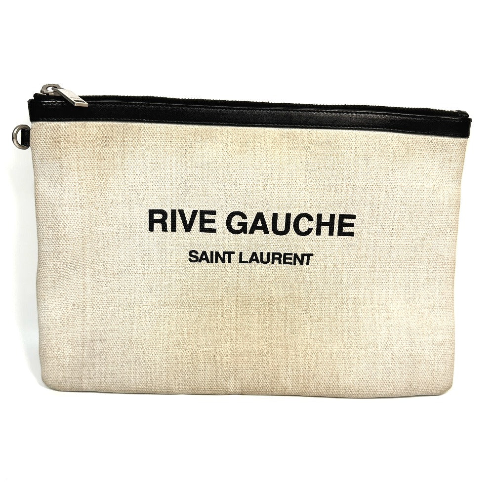 SAINT LAURENT PARIS 565722 RIVE GAUCHE Pouch Clutch Bag in Coated Canvas, Men's, Gray