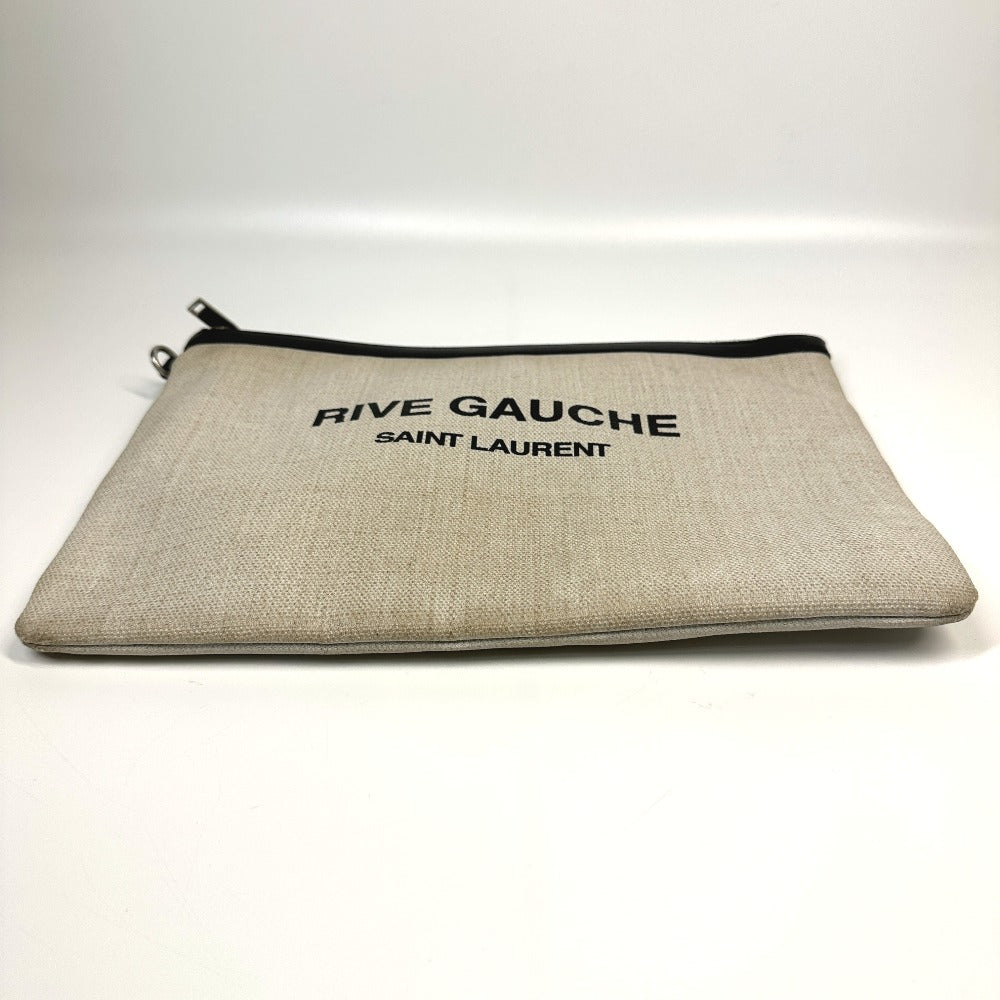 SAINT LAURENT PARIS 565722 RIVE GAUCHE Pouch Clutch Bag in Coated Canvas, Men's, Gray