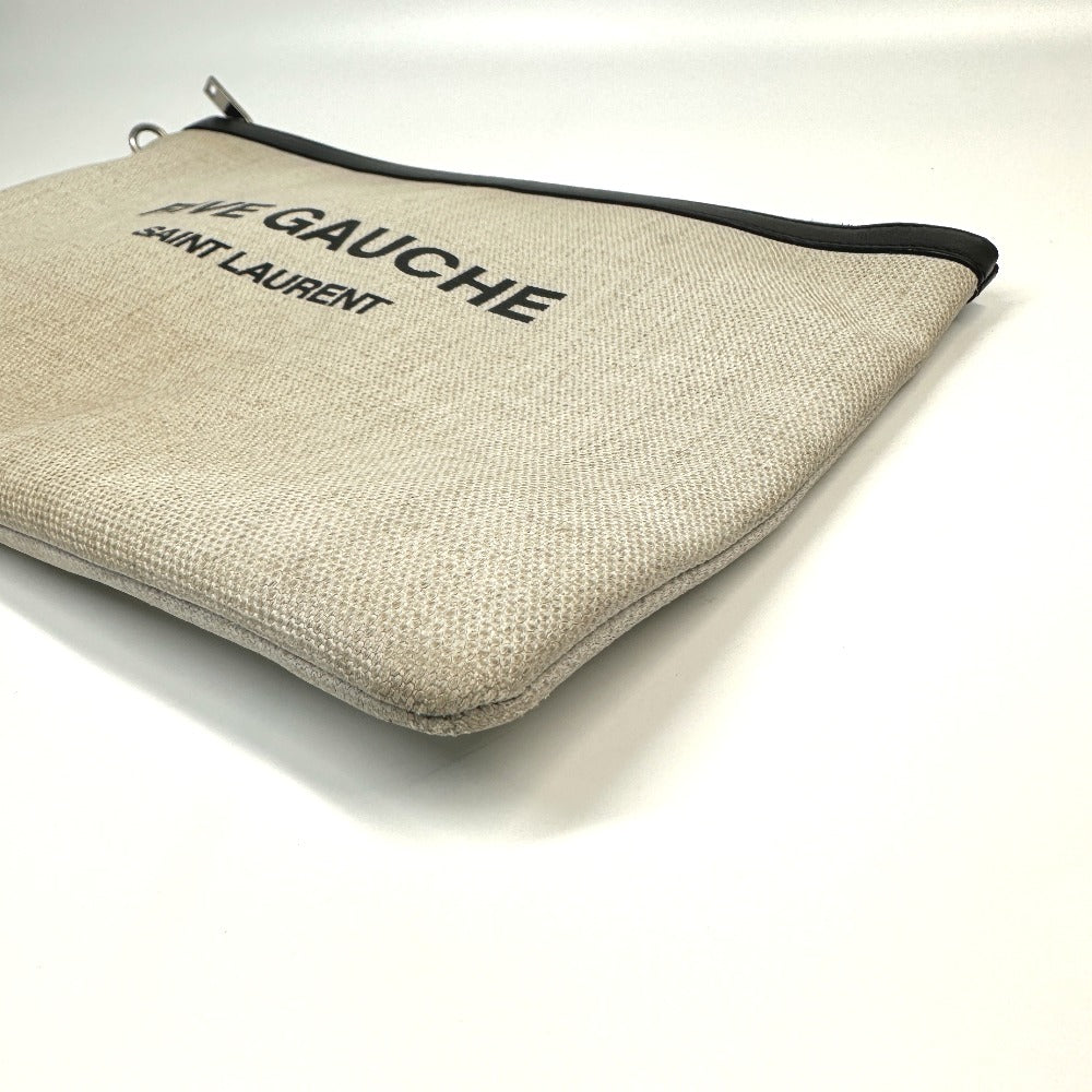 SAINT LAURENT PARIS 565722 RIVE GAUCHE Pouch Clutch Bag in Coated Canvas, Men's, Gray