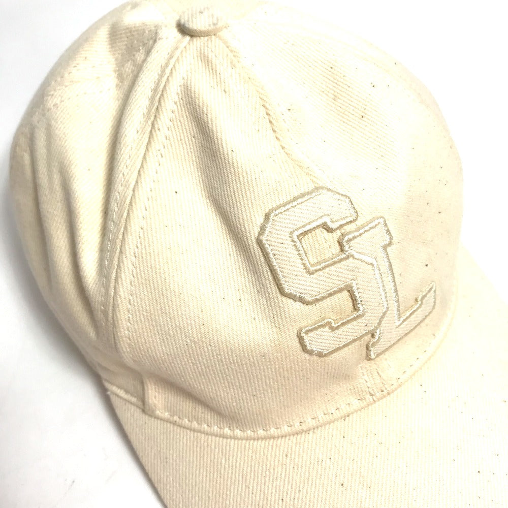 SAINT LAURENT PARIS 690975 Logo Baseball Cap, Cotton, Beige, Women's