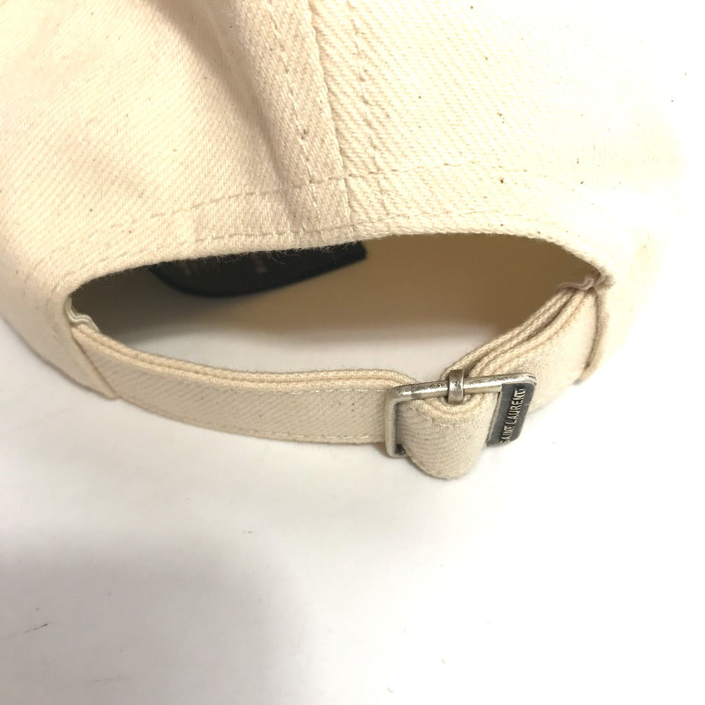 SAINT LAURENT PARIS 690975 Logo Baseball Cap, Cotton, Beige, Women's