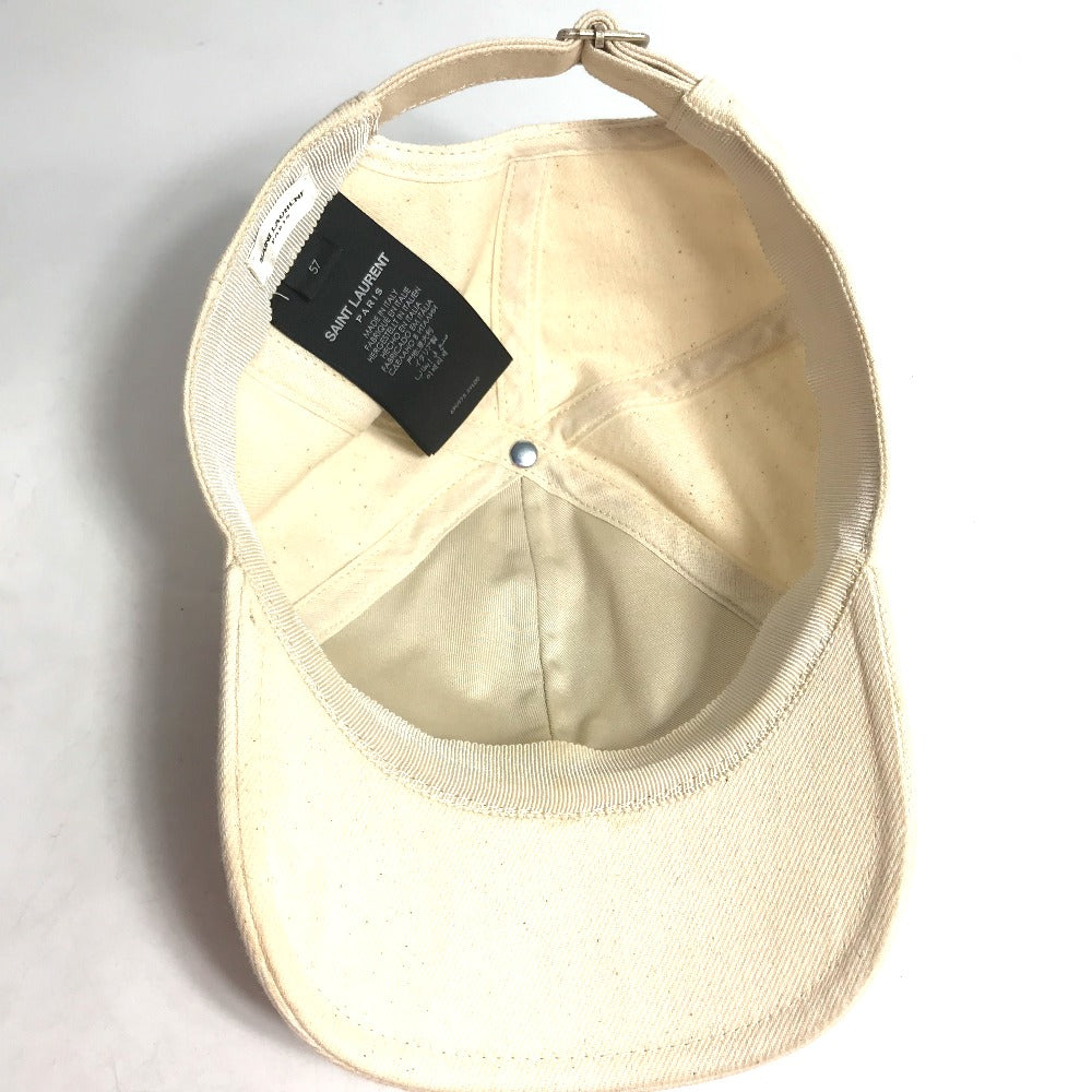 SAINT LAURENT PARIS 690975 Logo Baseball Cap, Cotton, Beige, Women's