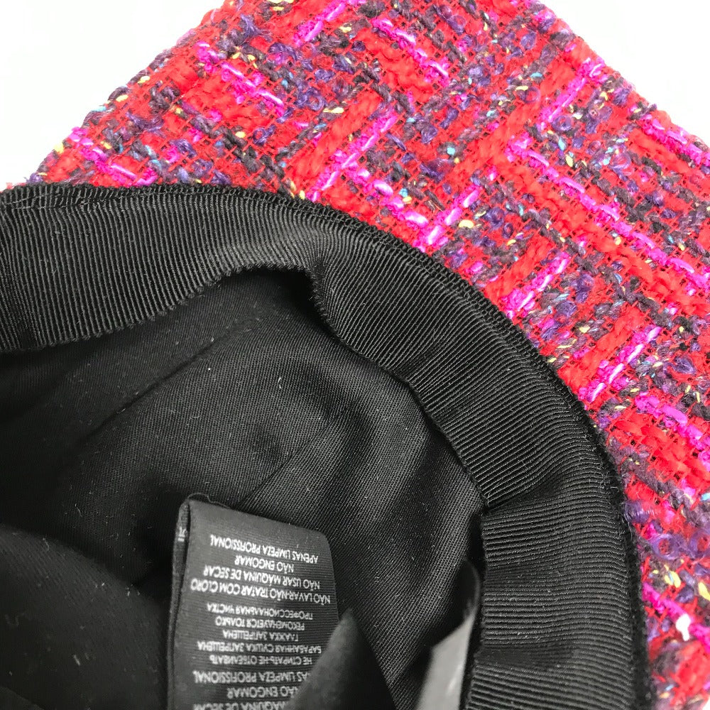 SAINT LAURENT PARIS 677545 ロゴ ツイード ベースボール 帽子 キャップ帽 ベースボール キャップ ウール レディース レッド