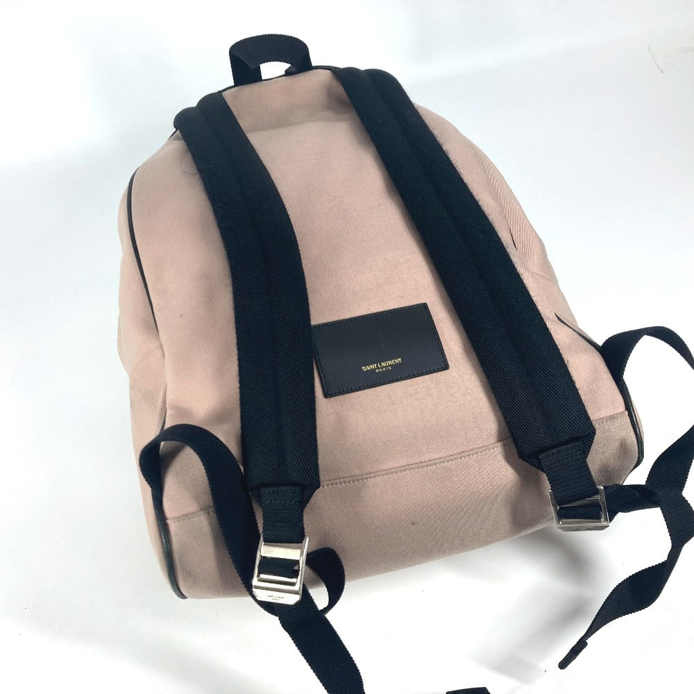 SAINT LAURENT PARIS 326865 Logo Bag Backpack Rucksack Canvas/Leather Unisex Pink Beige