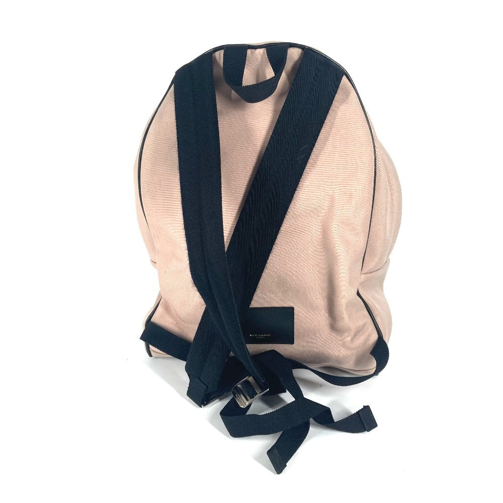 SAINT LAURENT PARIS 326865 Logo Bag Backpack Rucksack Canvas/Leather Unisex Pink Beige