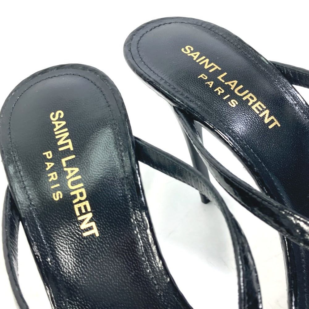 SAINT LAURENT PARIS 606419 ミュール トング リボン りぼん スワロフスキー 靴 ヒール サンダル レザー レディース - brandshop-reference