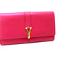 SAINT LAURENT PARIS 314995 Y-Line Flap Wallet, Long Leather Wallet, Women's, Pink