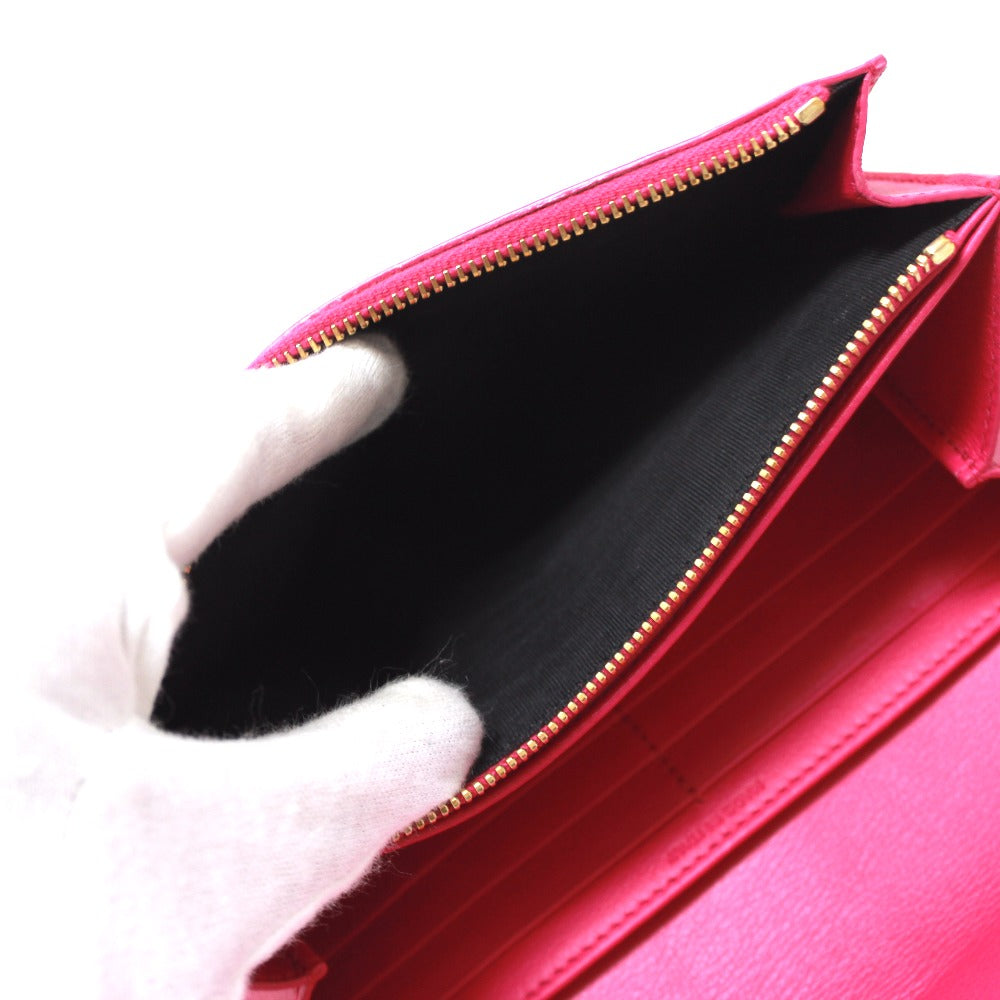 SAINT LAURENT PARIS 314995 Y-Line Flap Wallet, Long Leather Wallet, Women's, Pink