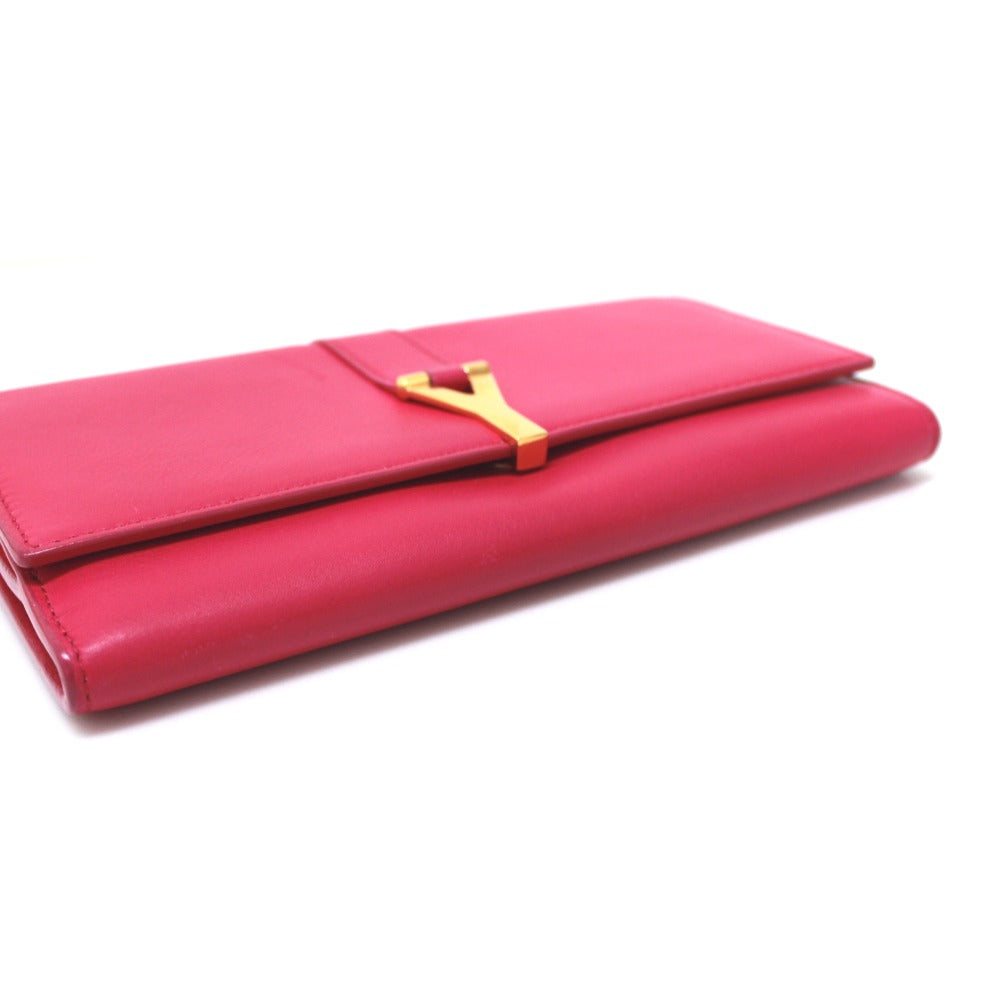 SAINT LAURENT PARIS 314995 Y-Line Flap Wallet, Long Leather Wallet, Women's, Pink