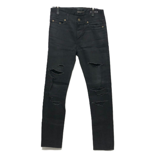 Saint Laurent Paris Crash Denim Seluar Denim Seluar Seluar Kapas Lelaki Hitam