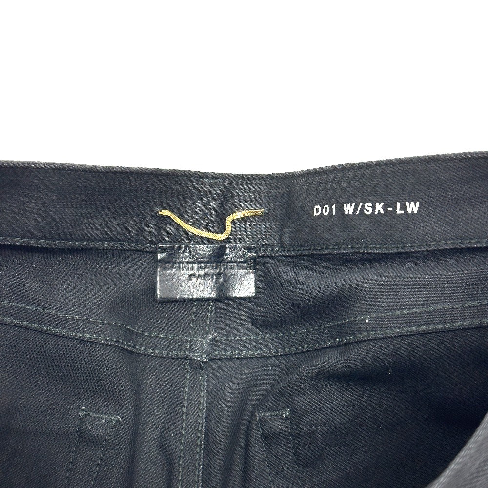 SAINT LAURENT PARIS D01 W/SK-LW クラッシュ ダメージ スキニー ジーンズ アパレル ボトムス デニムパンツ コットン レディース ブラック