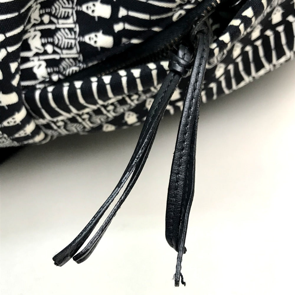 SAINT LAURENT PARIS 435988 Skull Print Backpack Canvas Women's Black/White