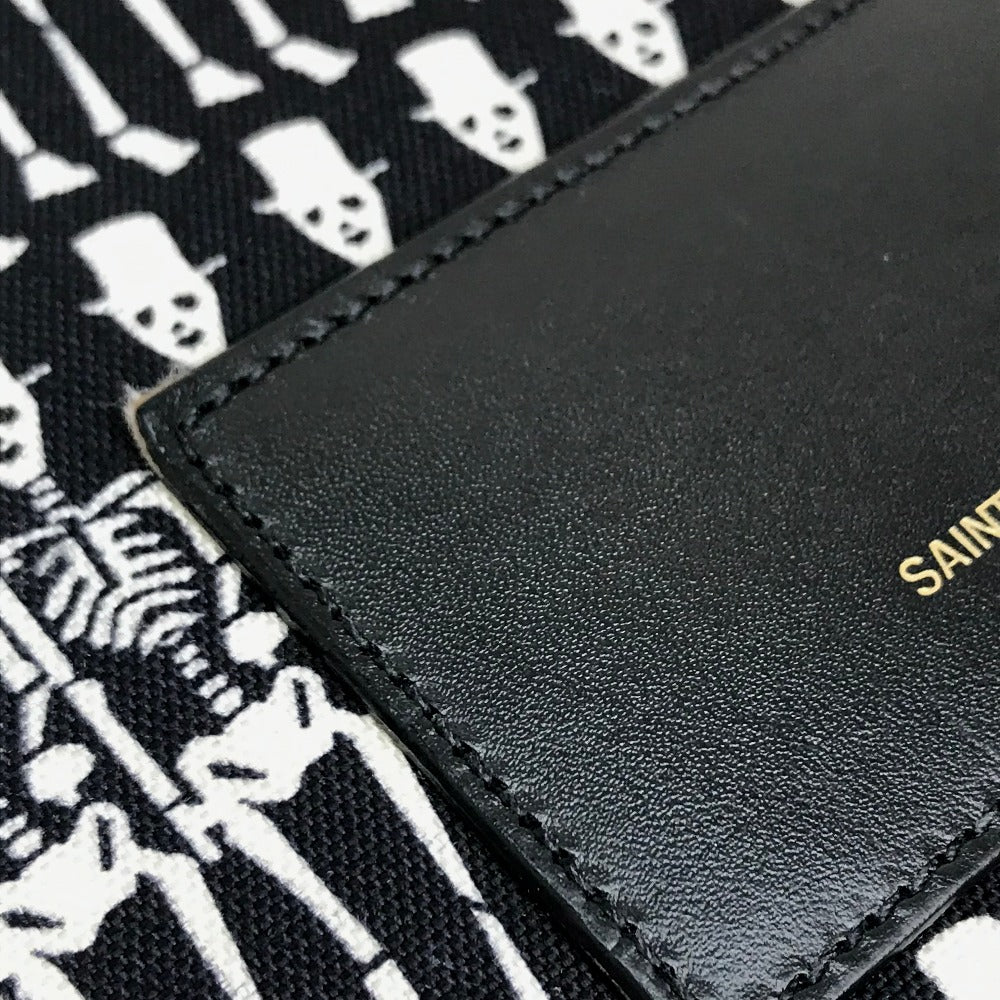 SAINT LAURENT PARIS 435988 Skull Print Backpack Canvas Women's Black/White