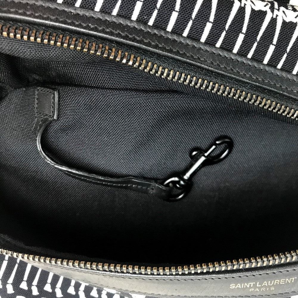 SAINT LAURENT PARIS 435988 Skull Print Backpack Canvas Women's Black/White