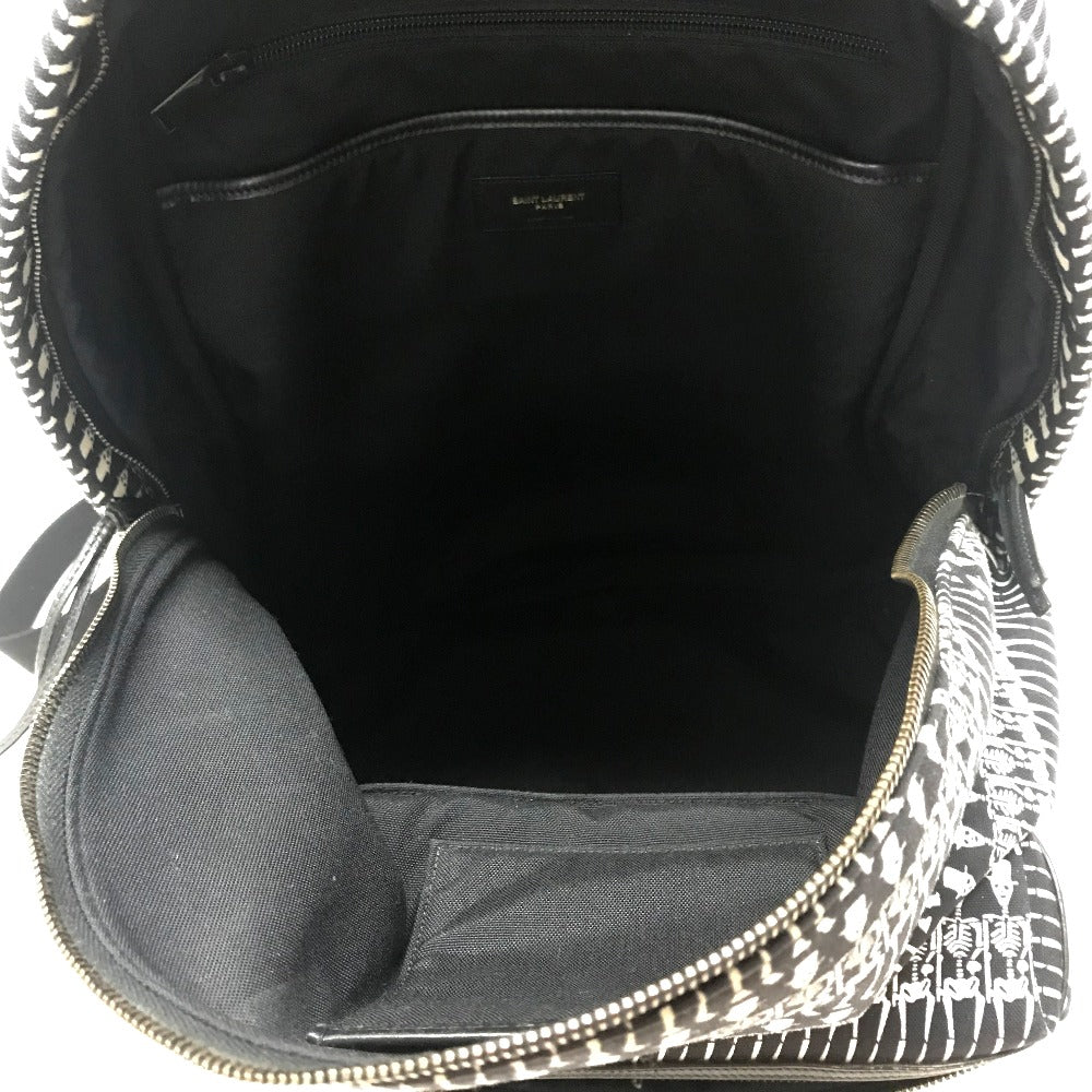 SAINT LAURENT PARIS 435988 Skull Print Backpack Canvas Women's Black/White