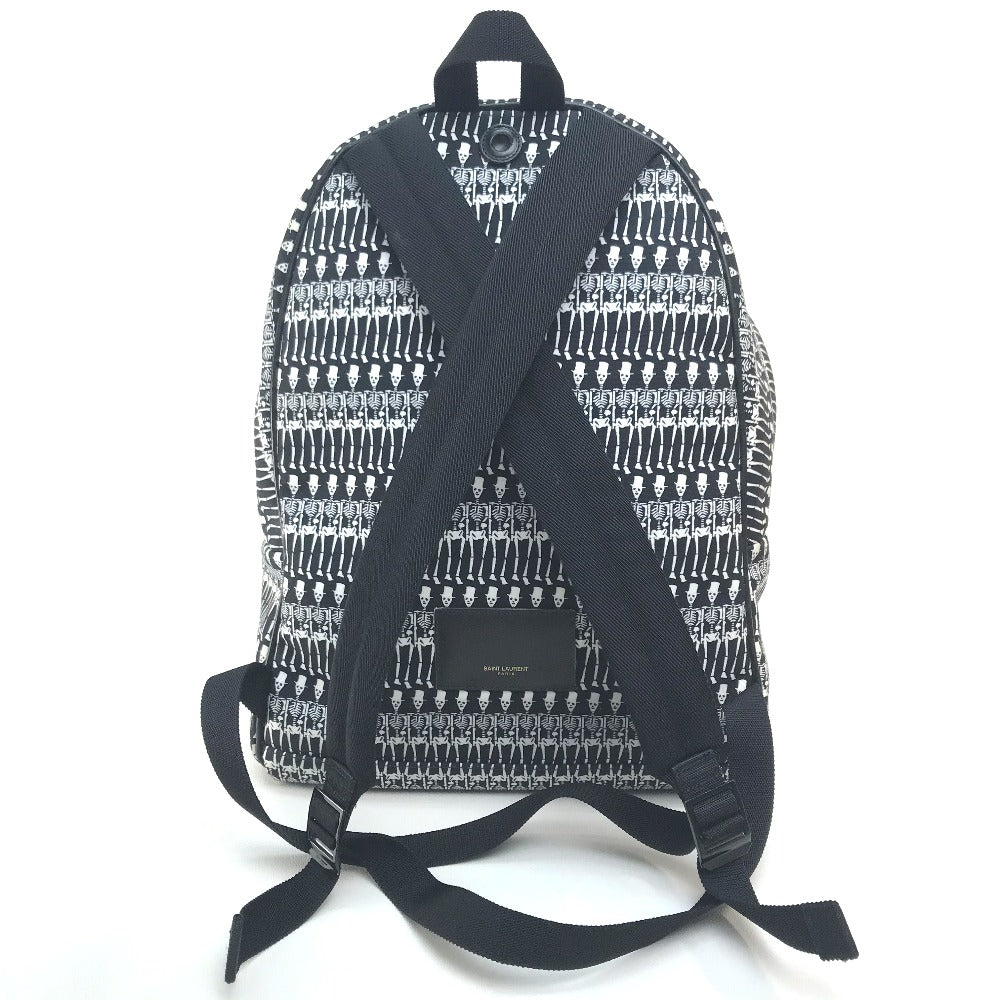 SAINT LAURENT PARIS 435988 Skull Print Backpack Canvas Women's Black/White