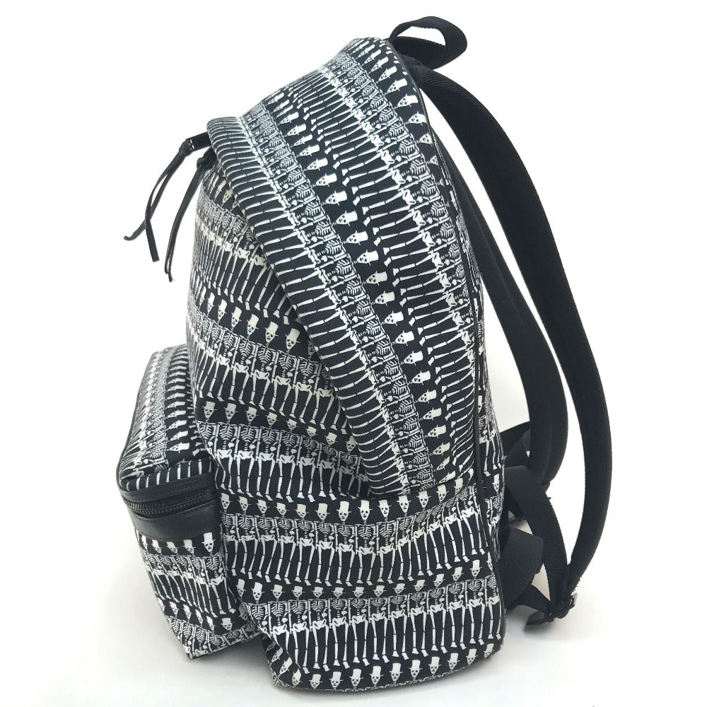 SAINT LAURENT PARIS 435988 Skull Print Backpack Canvas Women's Black/White