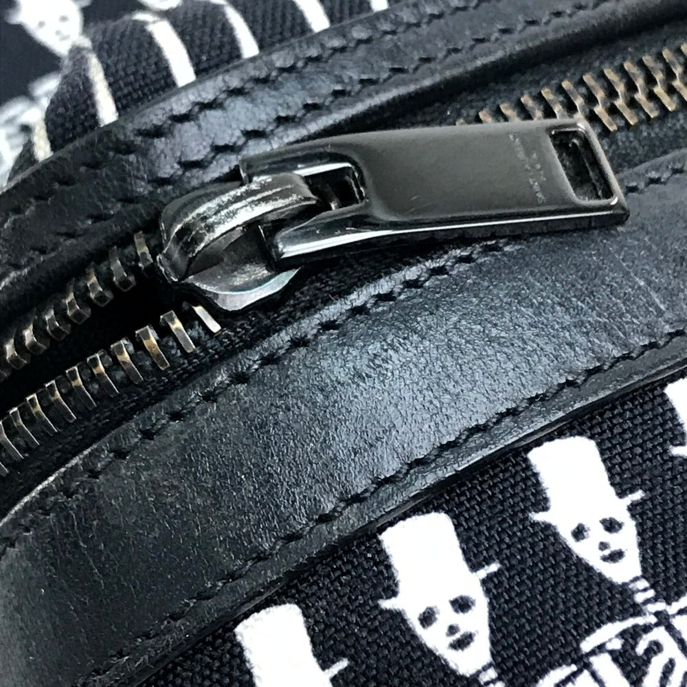 SAINT LAURENT PARIS 435988 Skull Print Backpack Canvas Women's Black/White