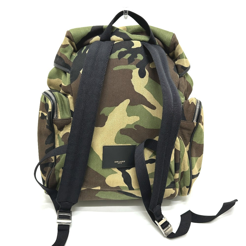 SAINT LAURENT PARIS 437110 Multi-Pocket Camouflage Camouflage Backpack Bag Rucksack Canvas/Leather Unisex Green