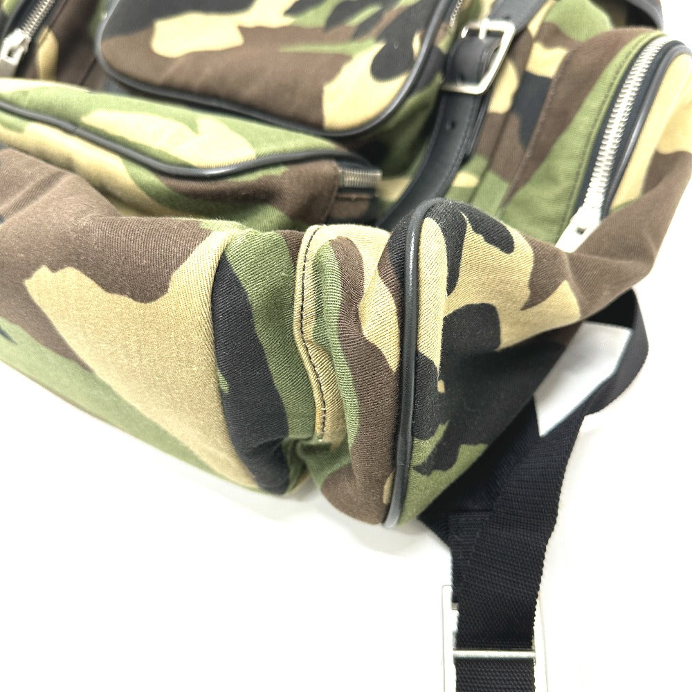 SAINT LAURENT PARIS 437110 Multi-Pocket Camouflage Camouflage Backpack Bag Rucksack Canvas/Leather Unisex Green