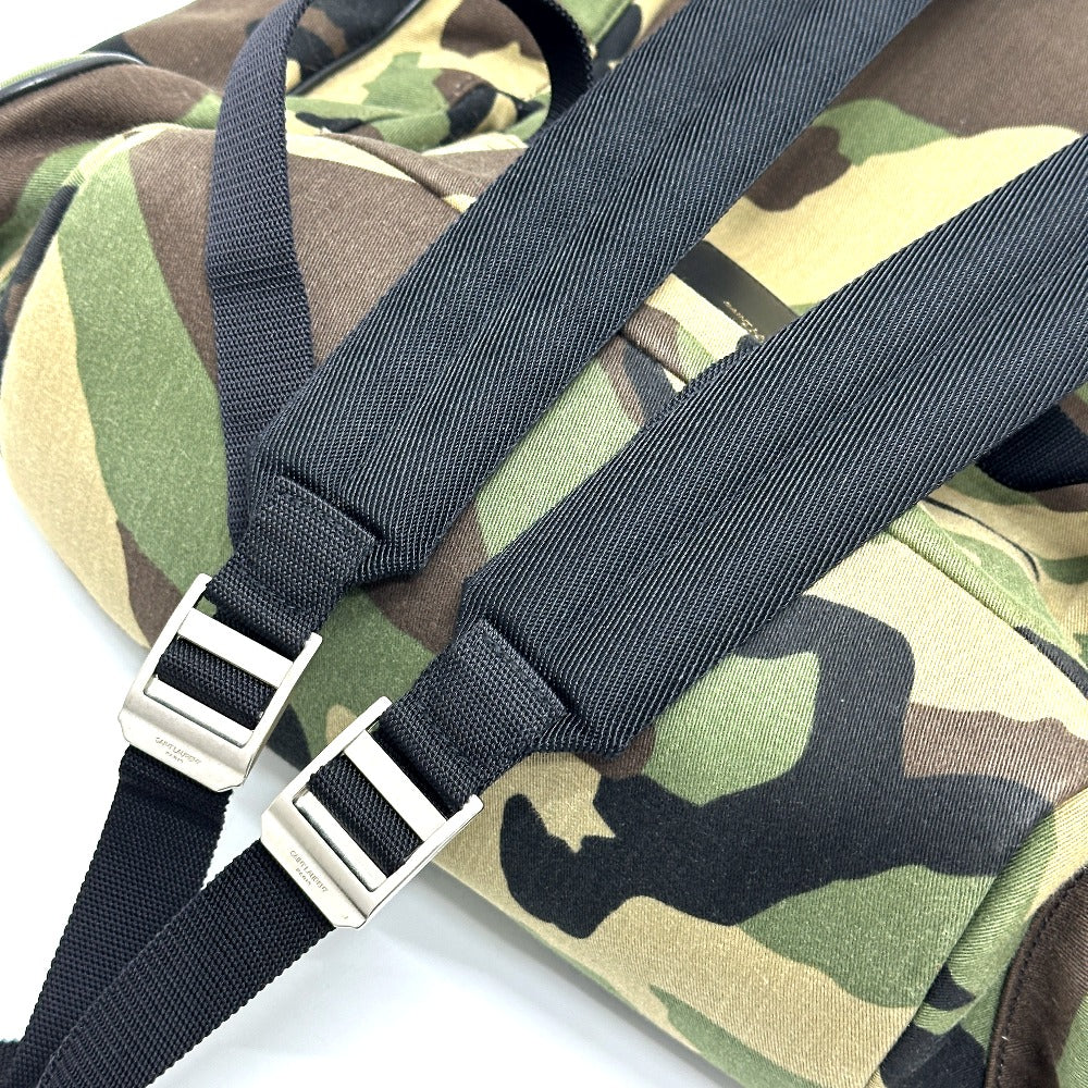 SAINT LAURENT PARIS 437110 Multi-Pocket Camouflage Camouflage Backpack Bag Rucksack Canvas/Leather Unisex Green