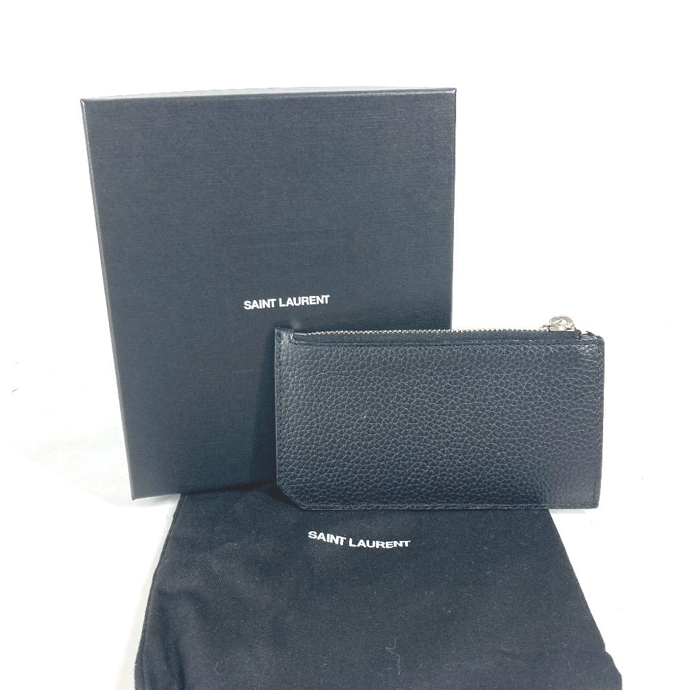 SAINT LAURENT PARIS 687101 YSLロゴ ロゴ フラグメントケース 財布 小銭入れ コインケース レザー ユニセックス ブラック