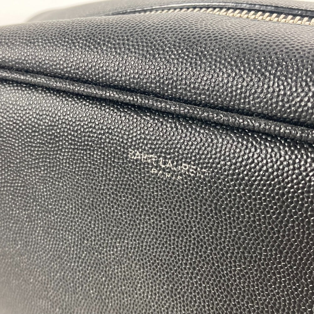 SAINT LAURENT PARIS 609347 Logo Grooming Case with Handle, Pouch, Second Bag, Leather, Men's, Black