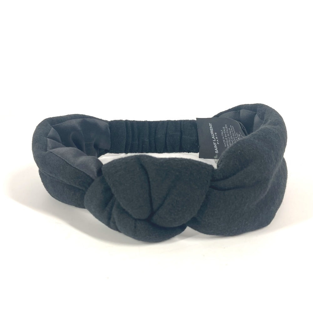 SAINT LAURENT PARIS 682968 ヘッドバンド ヘアアクセサリー パイル ヘアバンド コットン レディース ブラック - brandshop-reference