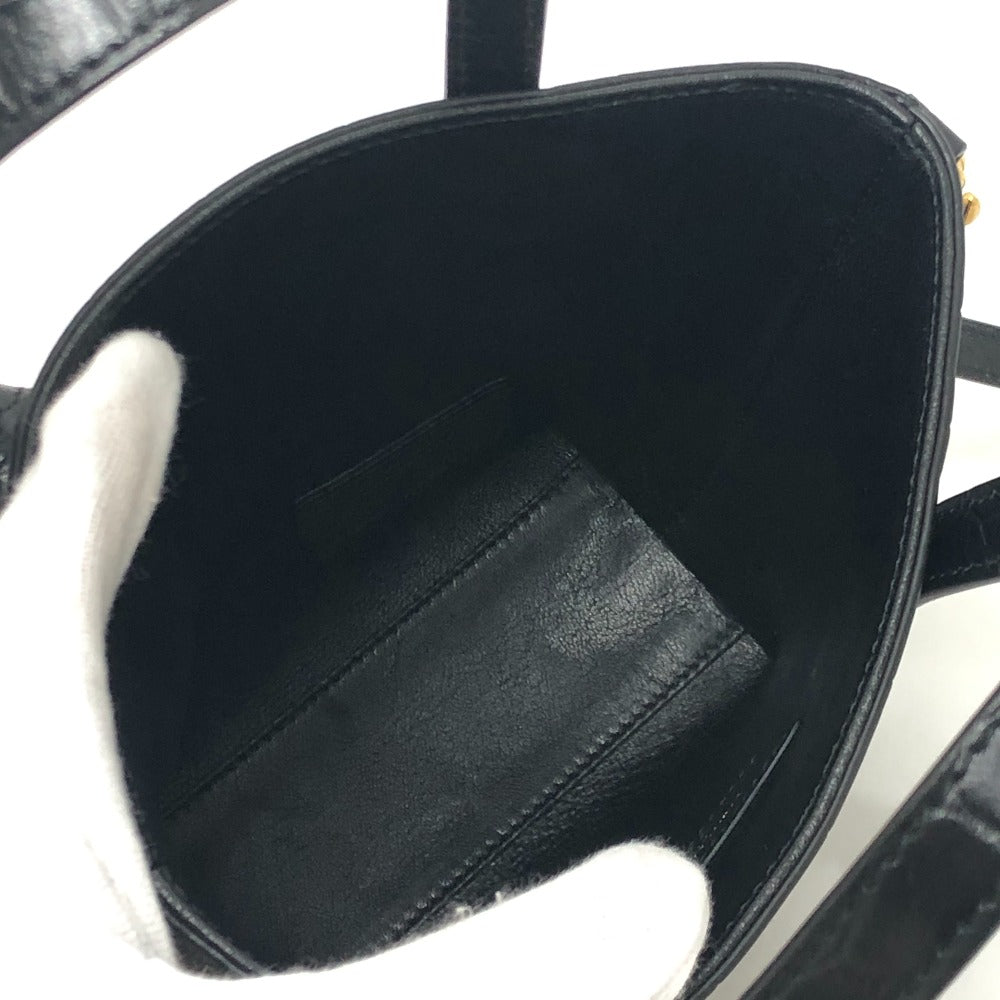 SAINT LAURENT PARIS 712367 ロゴ ミニショッピングバッグ 2WAY カバン 斜め掛け ショルダー ハンドバッグ 型押しレザー レディース ブラック