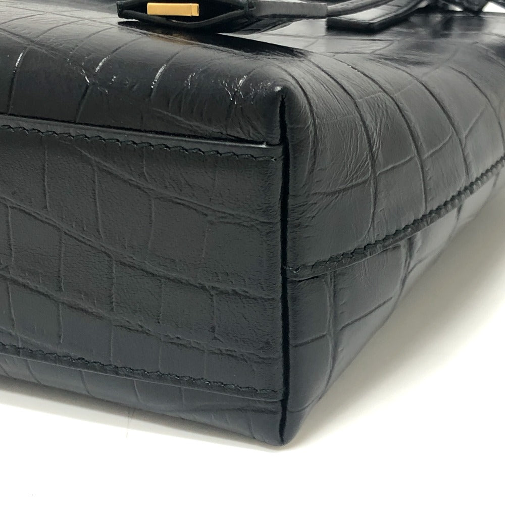 SAINT LAURENT PARIS 712367 ロゴ ミニショッピングバッグ 2WAY カバン 斜め掛け ショルダー ハンドバッグ 型押しレザー レディース ブラック