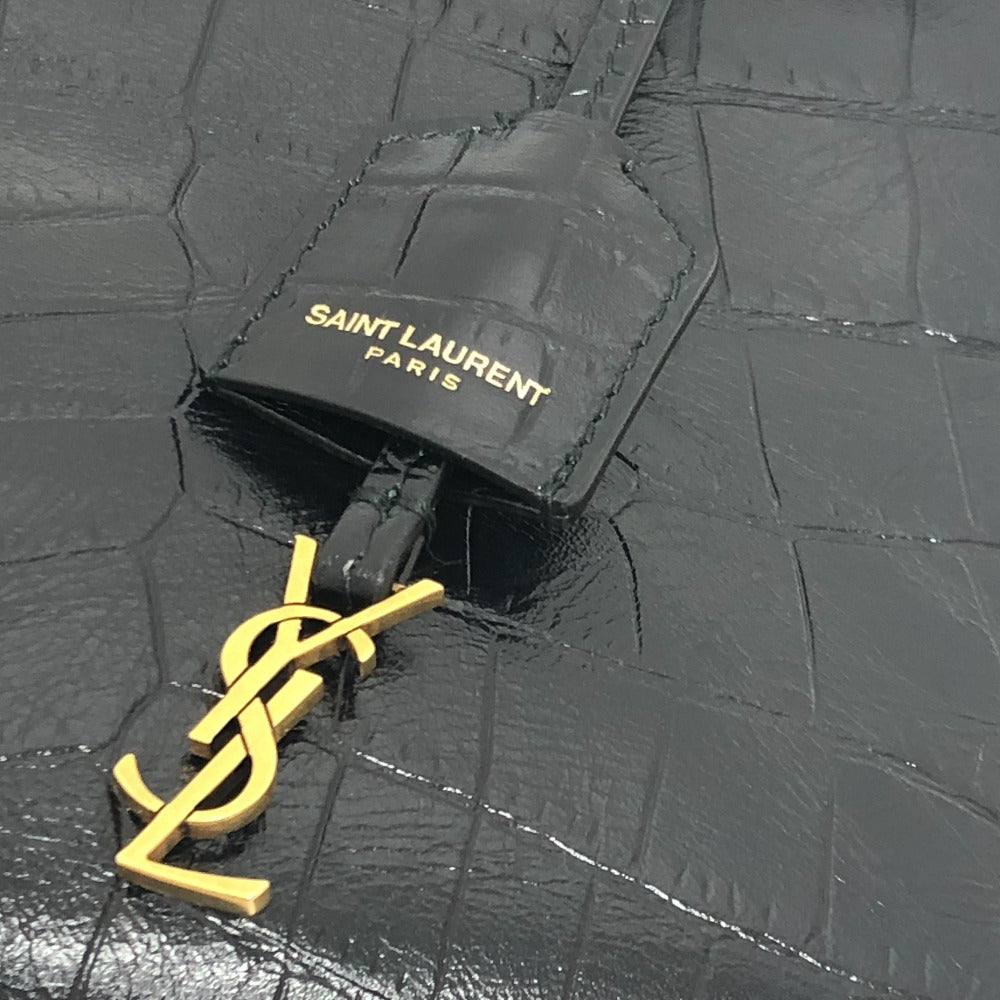 SAINT LAURENT PARIS 712367 ロゴ ミニショッピングバッグ 2WAY カバン 斜め掛け ショルダー ハンドバッグ 型押しレザー レディース ブラック