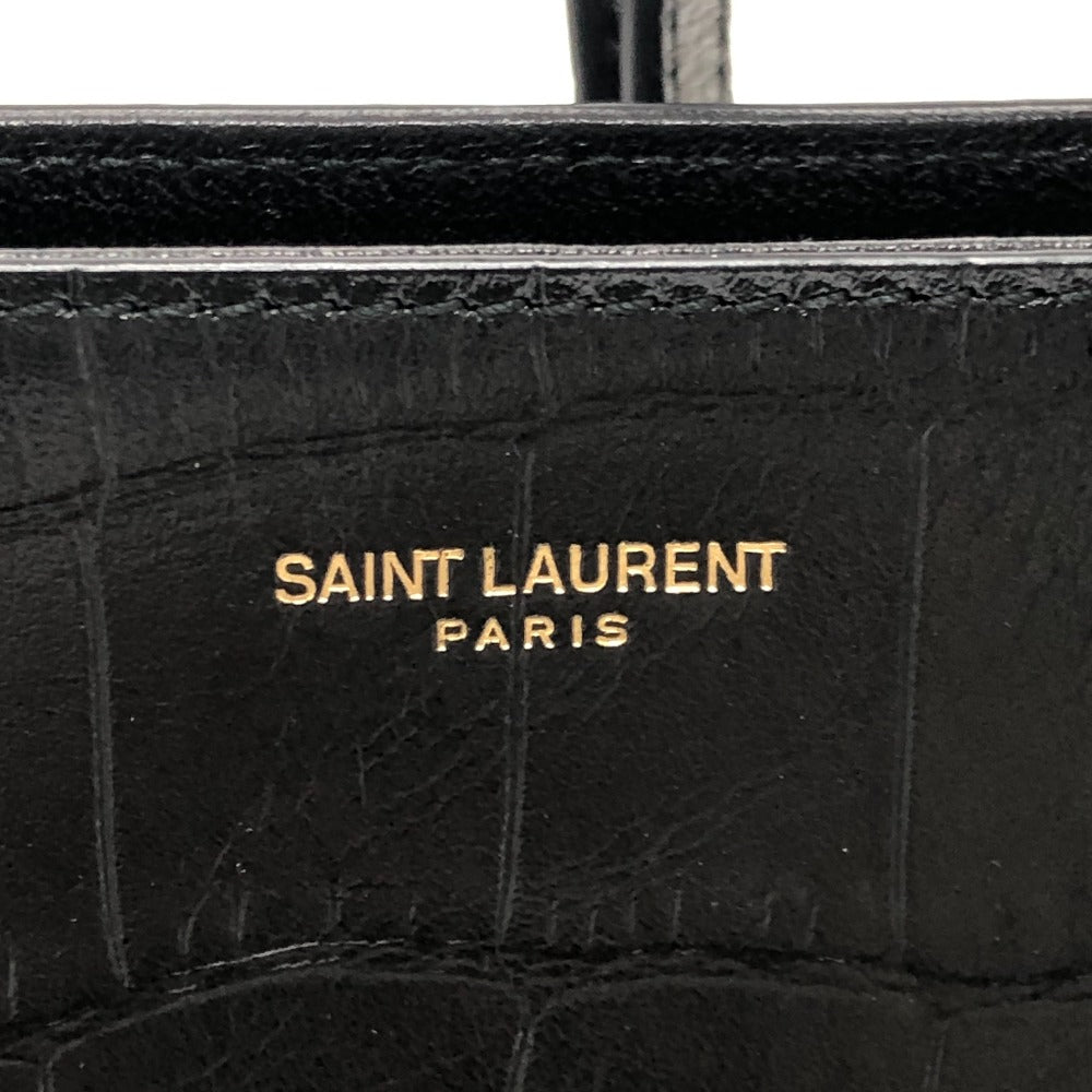 SAINT LAURENT PARIS 712367 ロゴ ミニショッピングバッグ 2WAY カバン 斜め掛け ショルダー ハンドバッグ 型押しレザー レディース ブラック