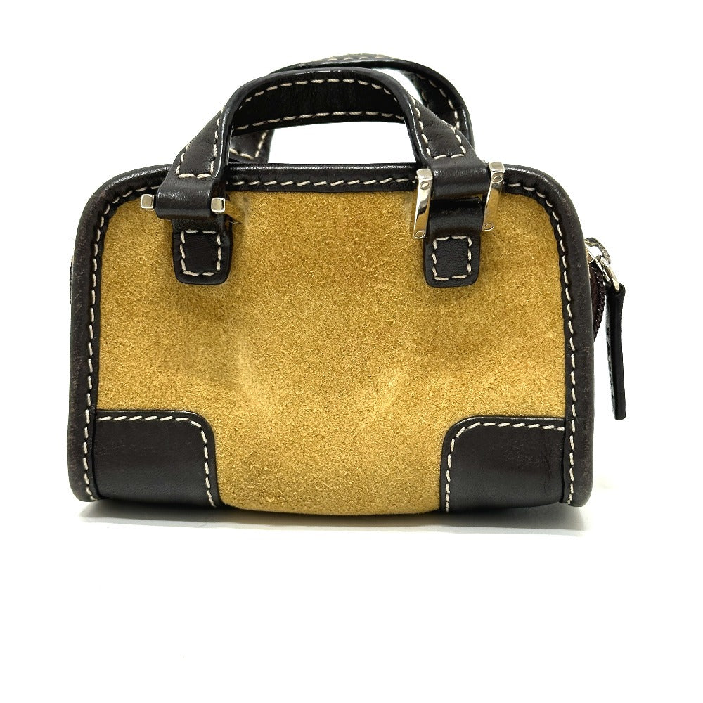 LOEWE 290612 アマソナ マイクロミニ ポーチ キーチェーン ハンドバッグ スエード レディース ベージュ - brandshop-reference