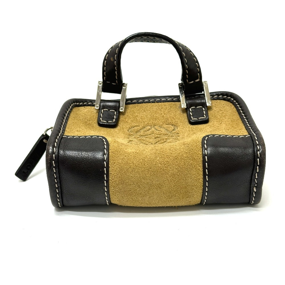 LOEWE 290612 アマソナ マイクロミニ ポーチ キーチェーン ハンドバッグ スエード レディース ベージュ - brandshop-reference