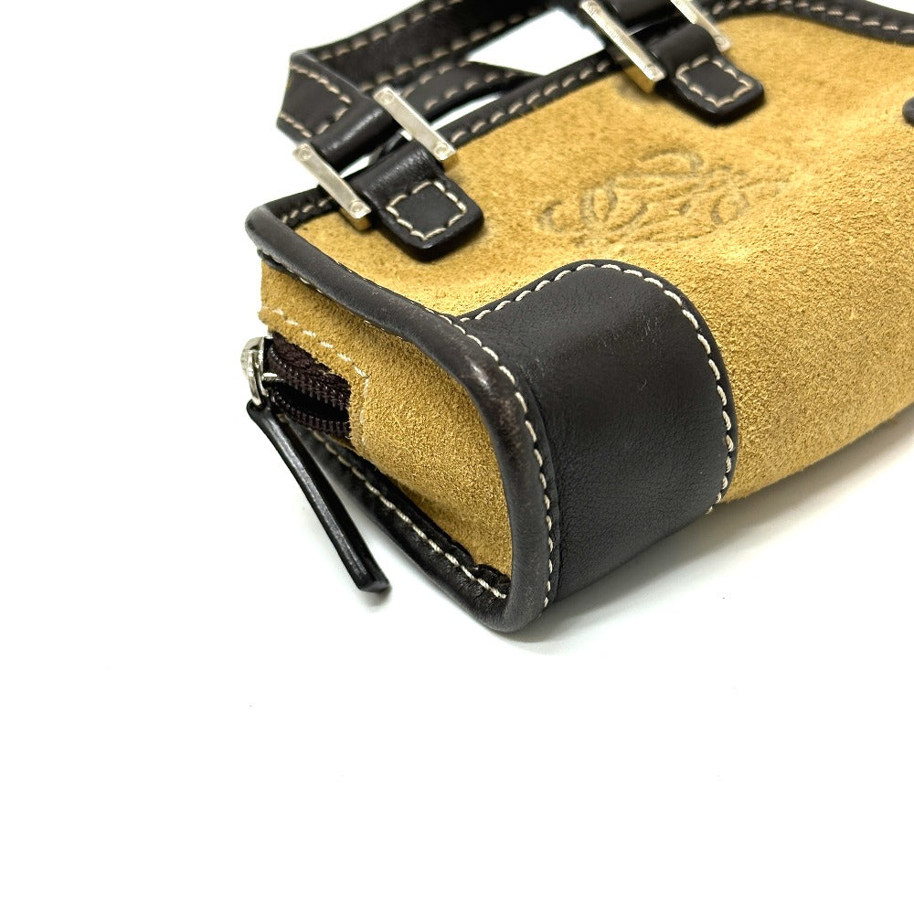 LOEWE 290612 アマソナ マイクロミニ ポーチ キーチェーン ハンドバッグ スエード レディース ベージュ - brandshop-reference
