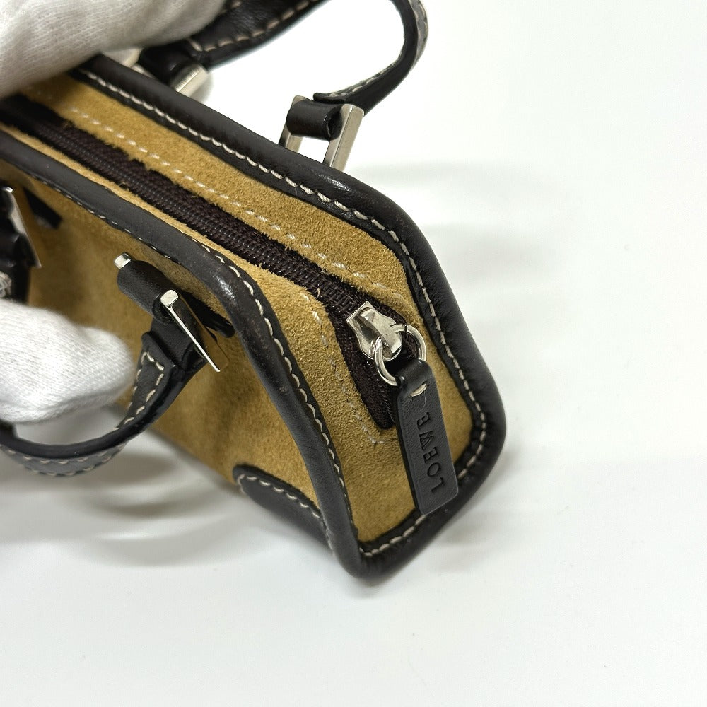 LOEWE 290612 アマソナ マイクロミニ ポーチ キーチェーン ハンドバッグ スエード レディース ベージュ - brandshop-reference
