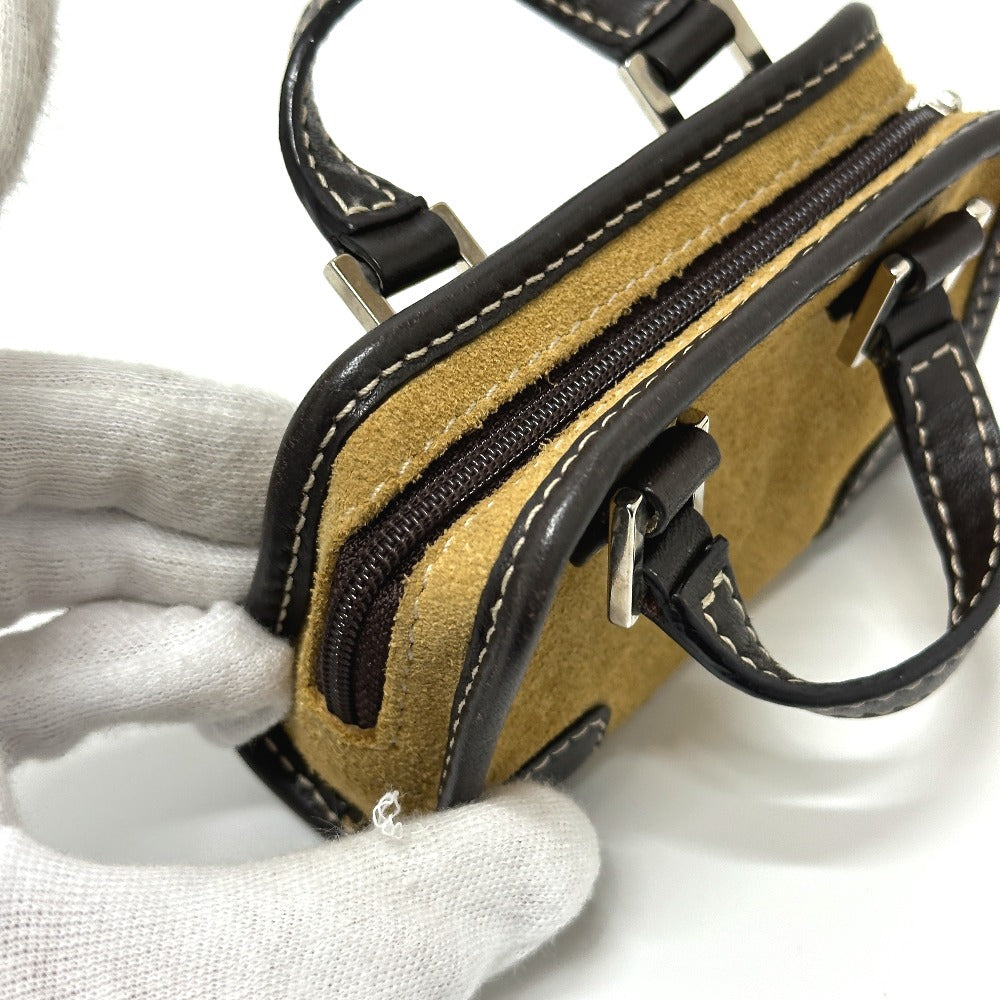 LOEWE 290612 アマソナ マイクロミニ ポーチ キーチェーン ハンドバッグ スエード レディース ベージュ - brandshop-reference