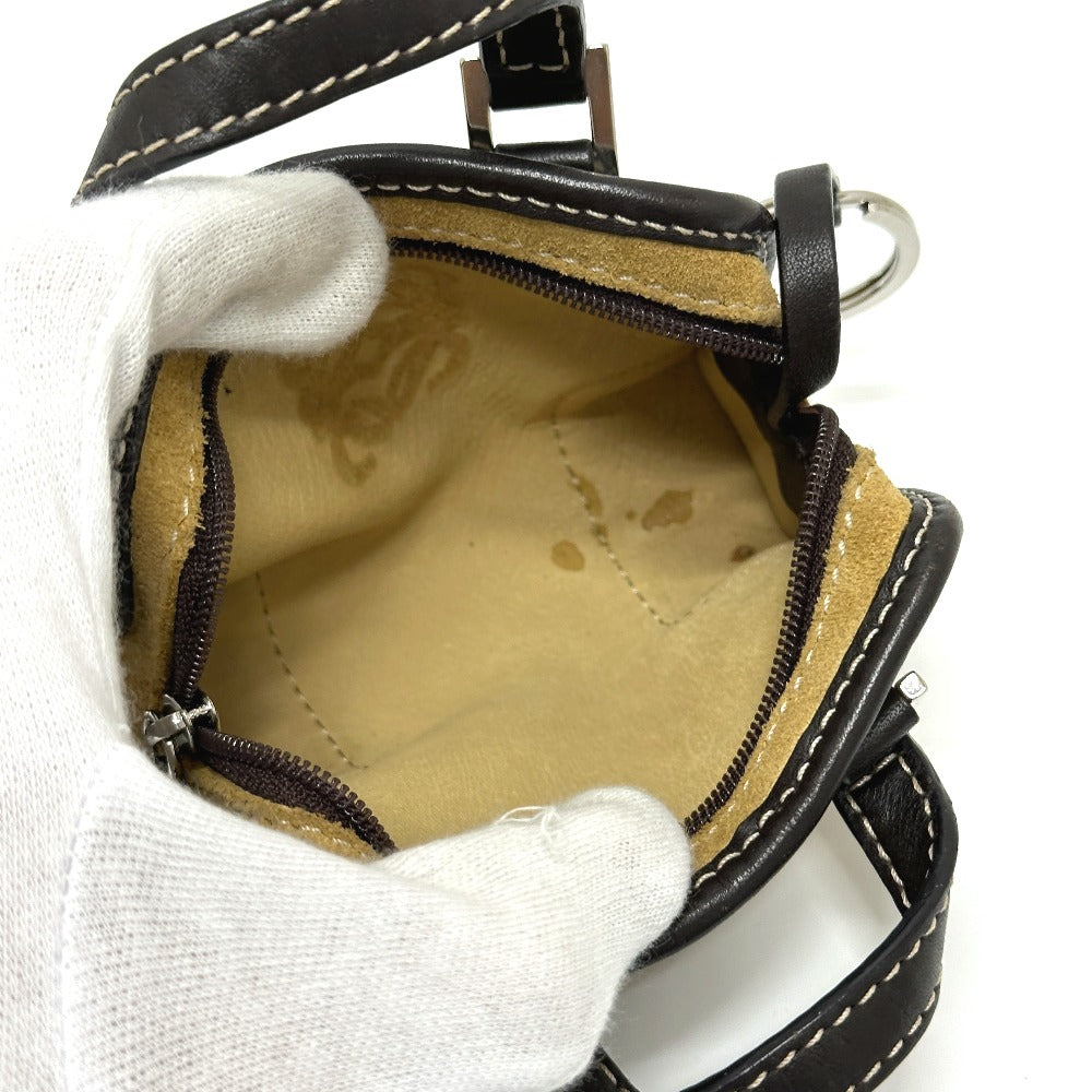 LOEWE 290612 アマソナ マイクロミニ ポーチ キーチェーン ハンドバッグ スエード レディース ベージュ - brandshop-reference