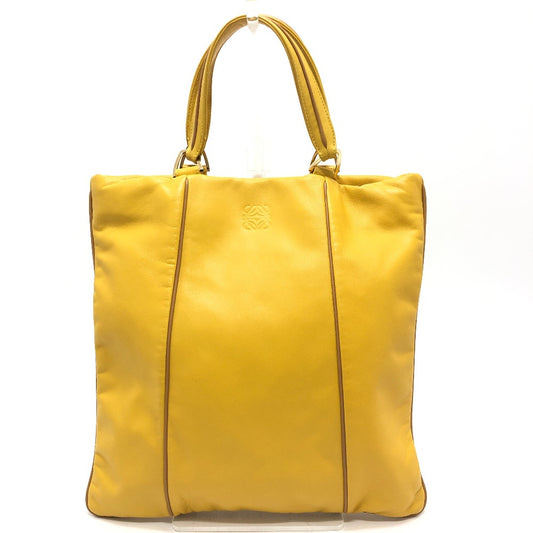 LOEWE Logo Anag Lamb Handbag, vertical, flat Tote Bag Leather yellow Used