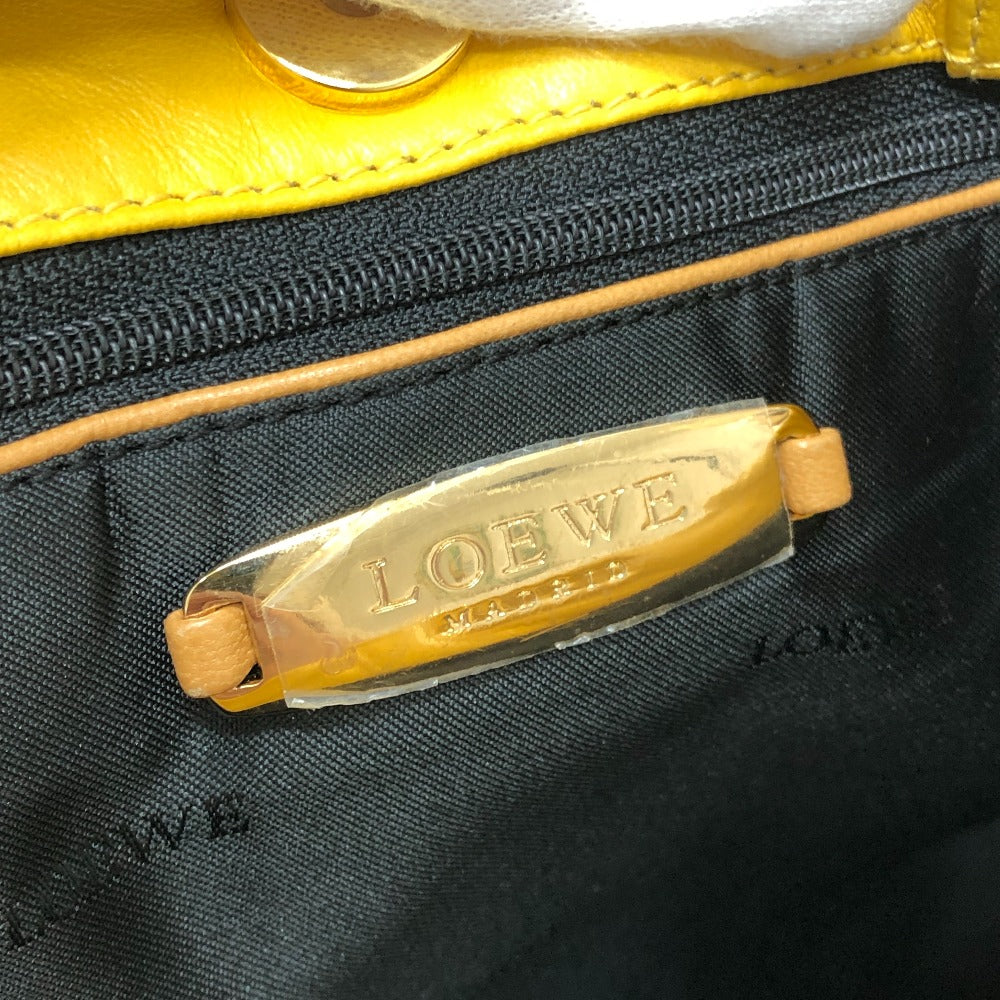 LOEWE Logo Anag Lamb Handbag, vertical, flat Tote Bag Leather yellow Used