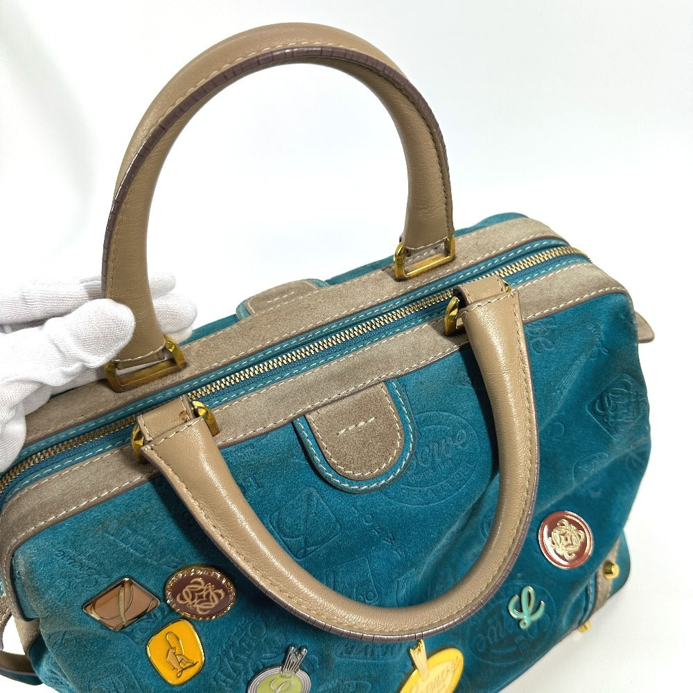 LOEWE 160周年 カバン ハンドバッグ トートバッグ ミニ ボストンバッグ レザー/スエード レディース ブルー - brandshop-reference