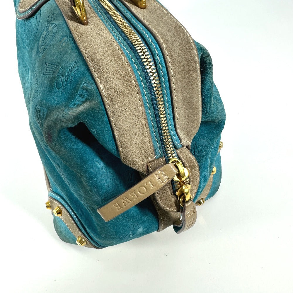 LOEWE 160周年 カバン ハンドバッグ トートバッグ ミニ ボストンバッグ レザー/スエード レディース ブルー - brandshop-reference