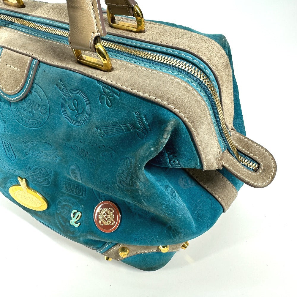 LOEWE 160周年 カバン ハンドバッグ トートバッグ ミニ ボストンバッグ レザー/スエード レディース ブルー - brandshop-reference