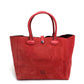 LOEWE Logo Leo Bag Shoulder Bag Handbag Tote Bag Suede Women's Red