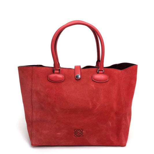 LOEWE ロゴ レオ カバン ショルダーバッグ ハンドバッグ トートバッグ スエード レディース レッド レッド