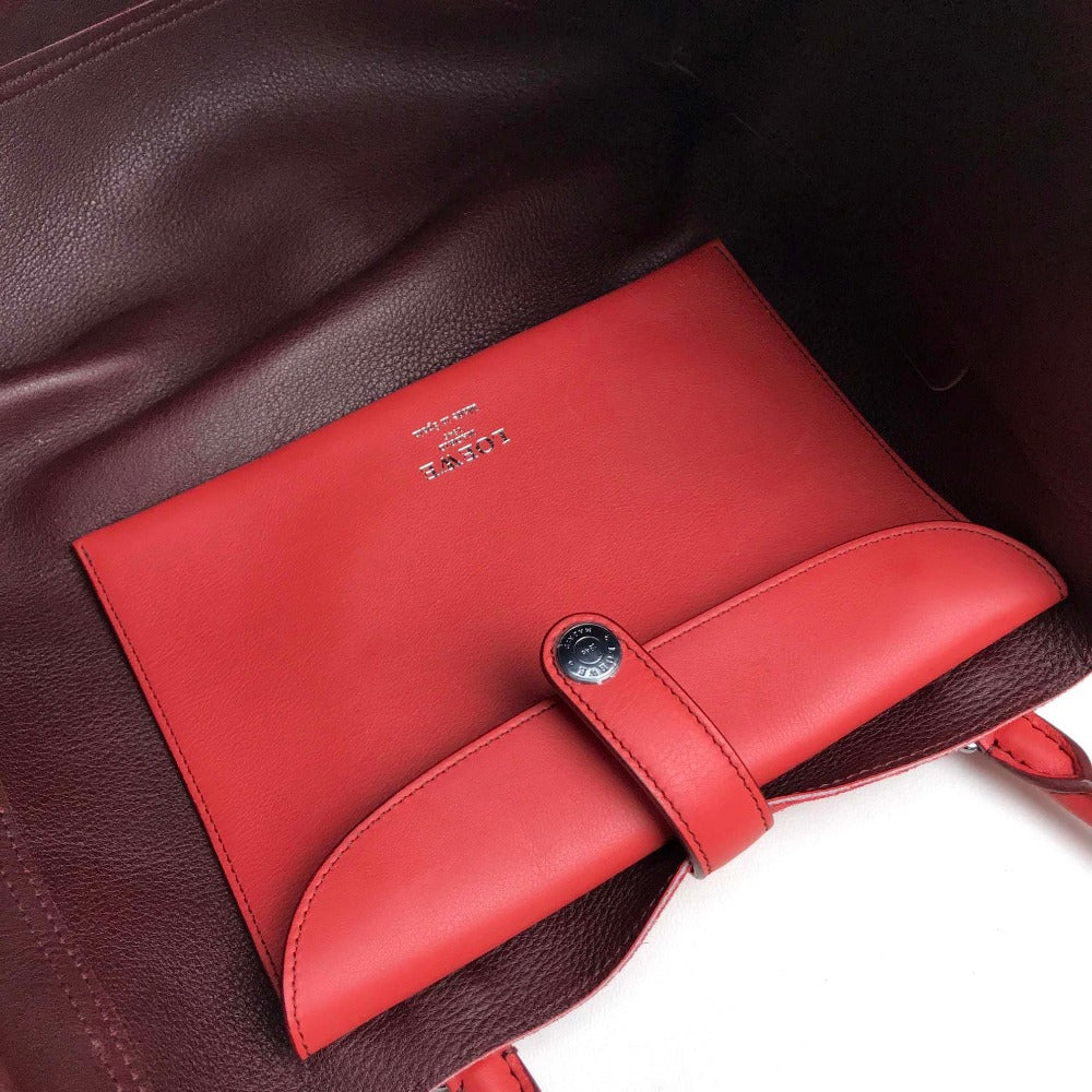 LOEWE Logo Leo Bag Shoulder Bag Handbag Tote Bag Suede Women's Red
