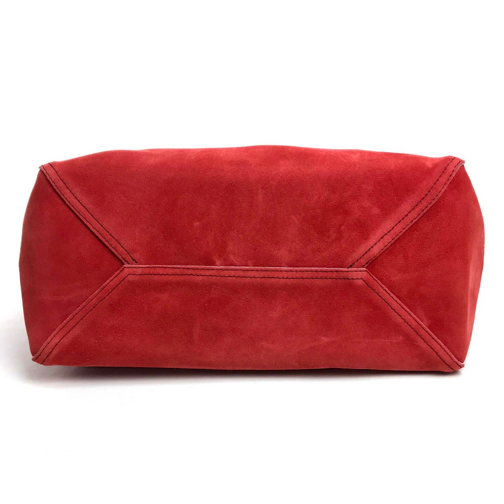 LOEWE Logo Leo Bag Shoulder Bag Handbag Tote Bag Suede Women's Red