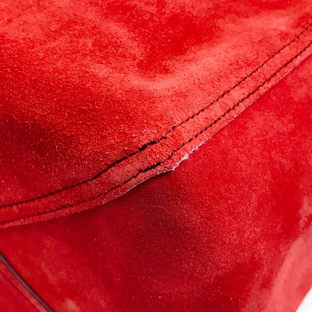 LOEWE Logo Leo Bag Shoulder Bag Handbag Tote Bag Suede Women's Red