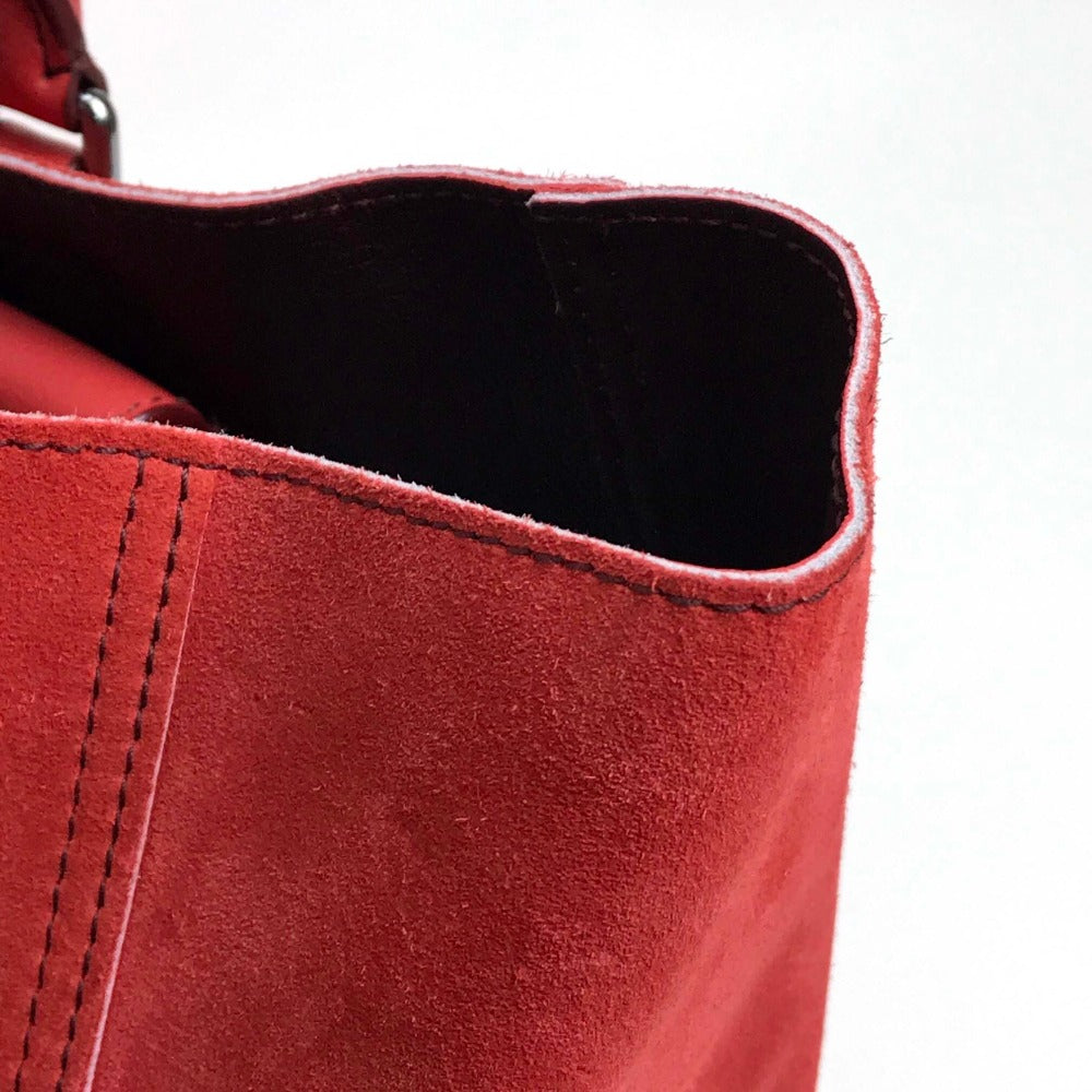 LOEWE Logo Leo Bag Shoulder Bag Handbag Tote Bag Suede Women's Red