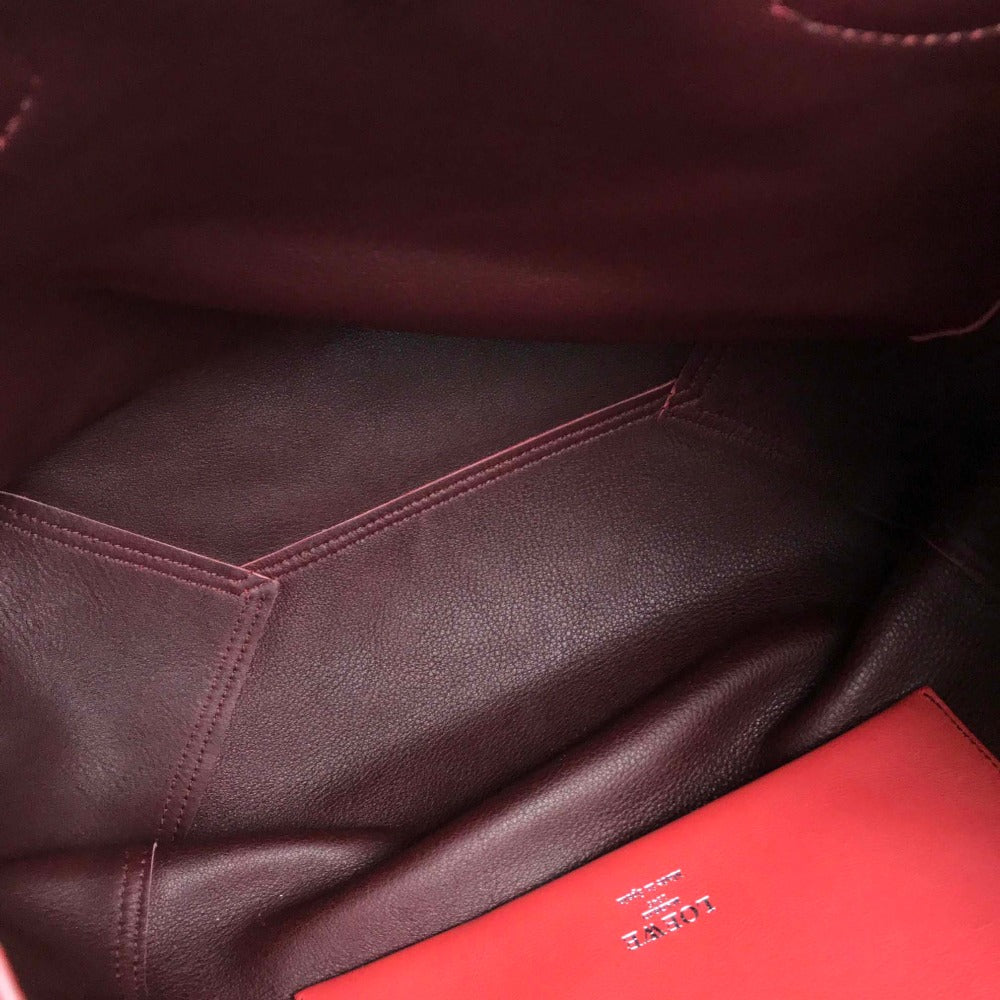 LOEWE Logo Leo Bag Shoulder Bag Handbag Tote Bag Suede Women's Red